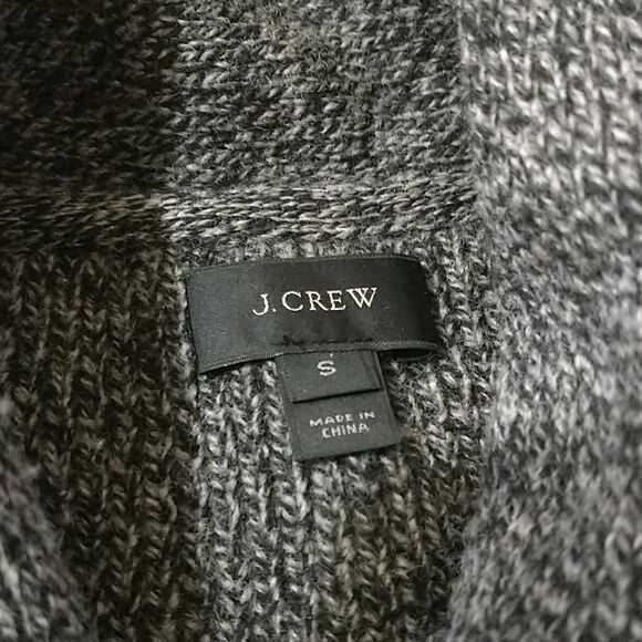 J Crew Cardigan Sweater Mens S Gray Shawl Collar LambsWool Chunky Pocket Granpa - Picture 7 of 9